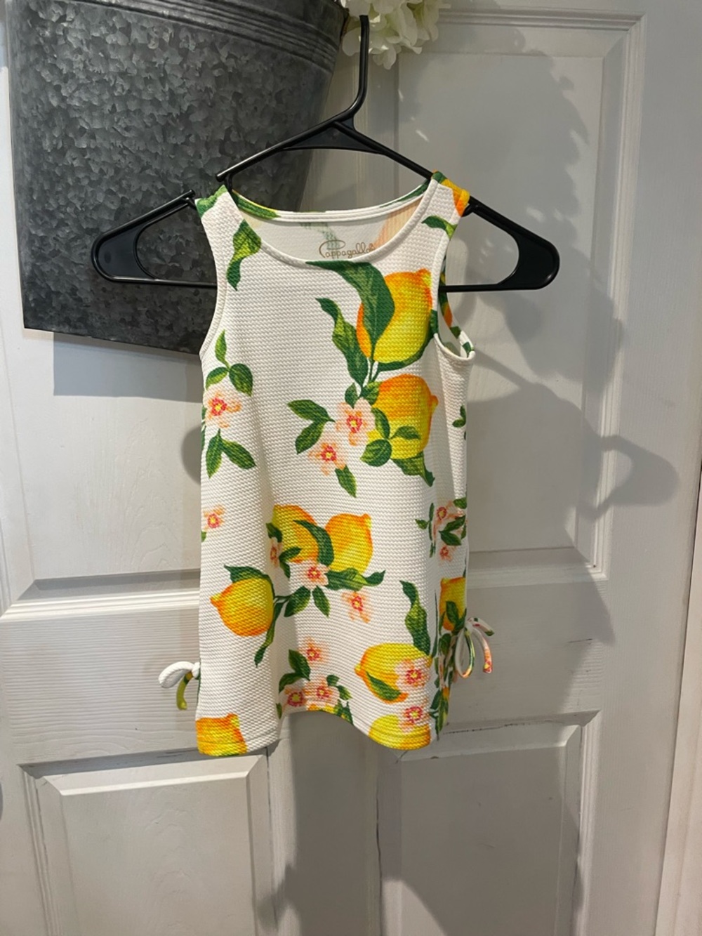 Pappagallo White Dress with Yellow and Green Citrus Print